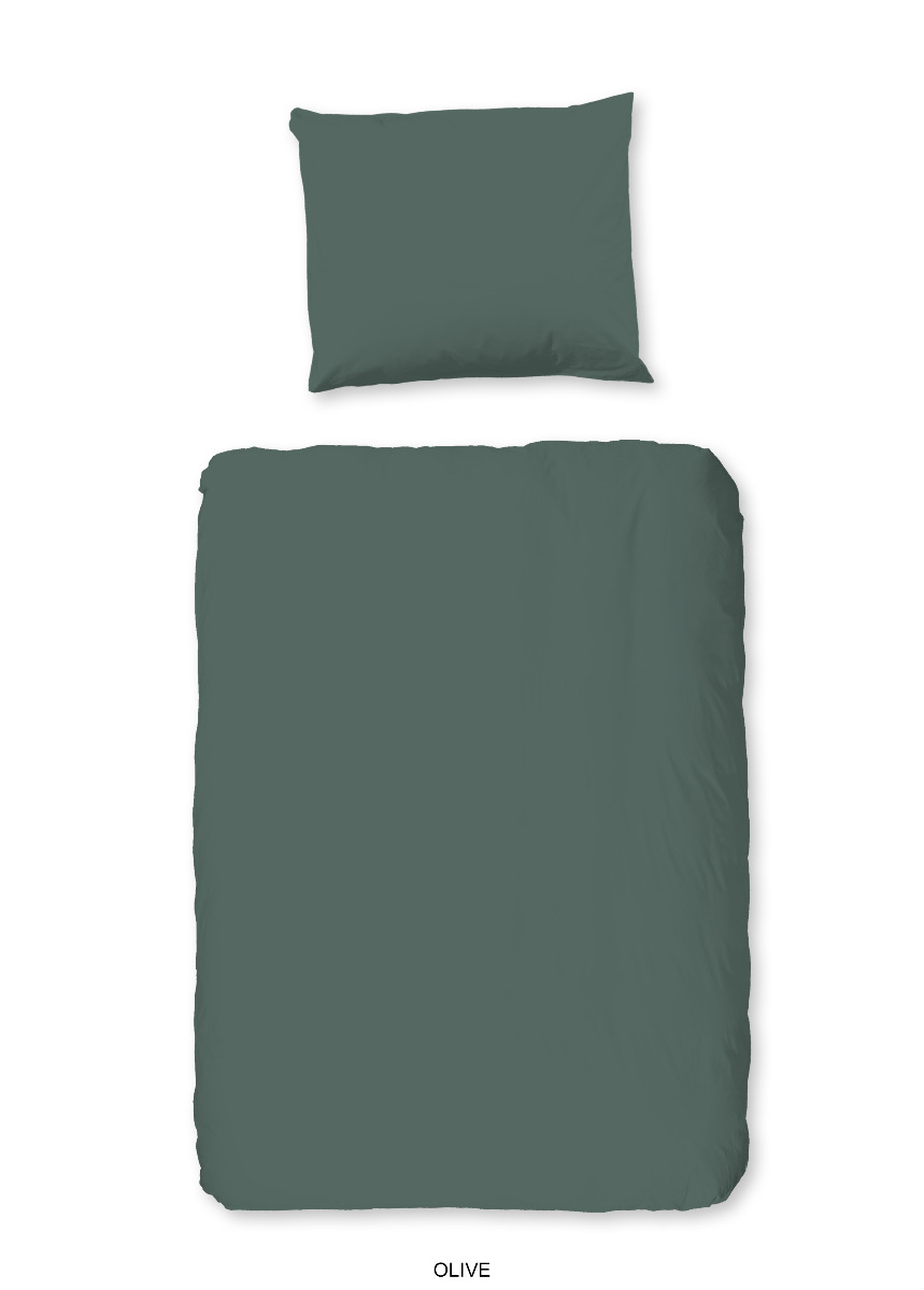 Good Morning Peuter Dekbedovertrek Katoen Uni - olive green 120x150cm