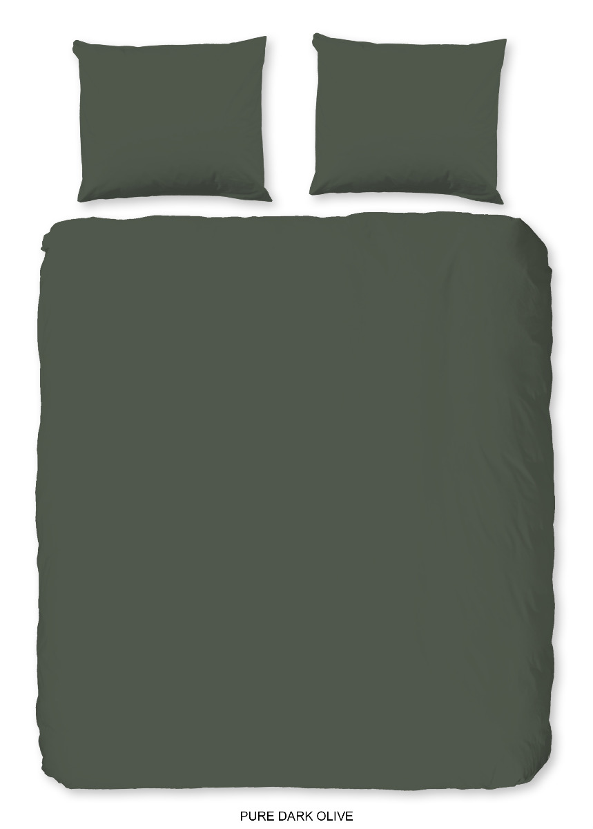 Pure Dekbedovertrek Micropercal Uni - olive green 240x200/220cm