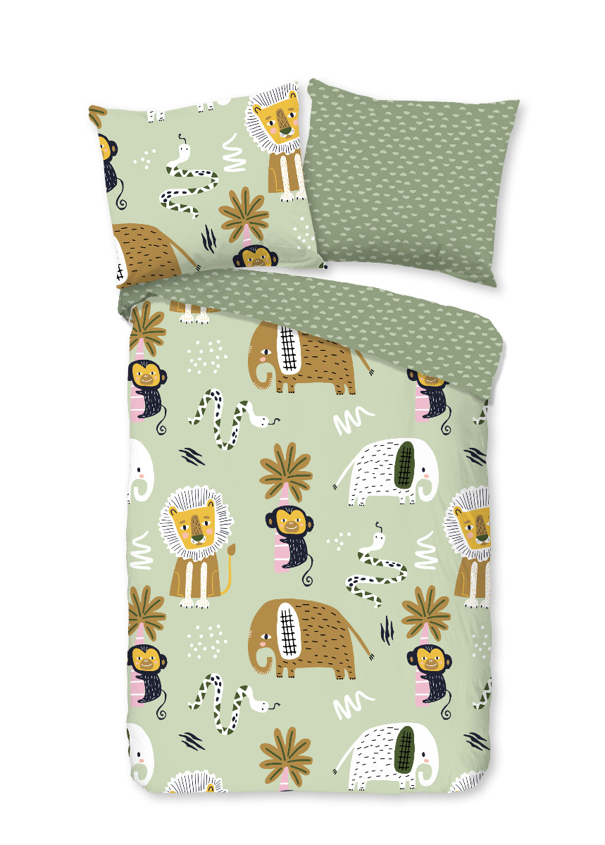 Good Morning Peuter Dekbedovertrek Katoen Renforcé Chuck - green 120x150cm