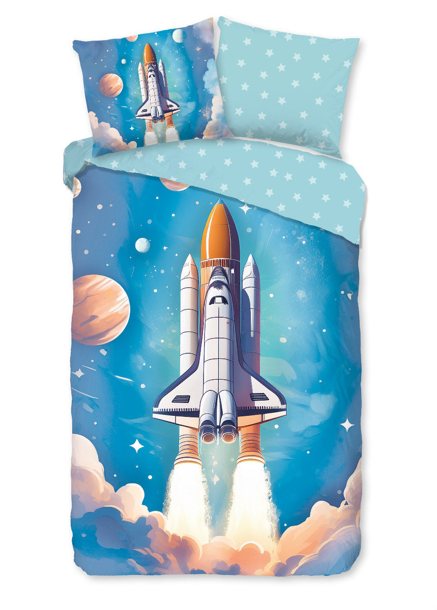 Good Morning Kinder Dekbedovertrek Katoen Flanel Fred - blue 140x200/220cm