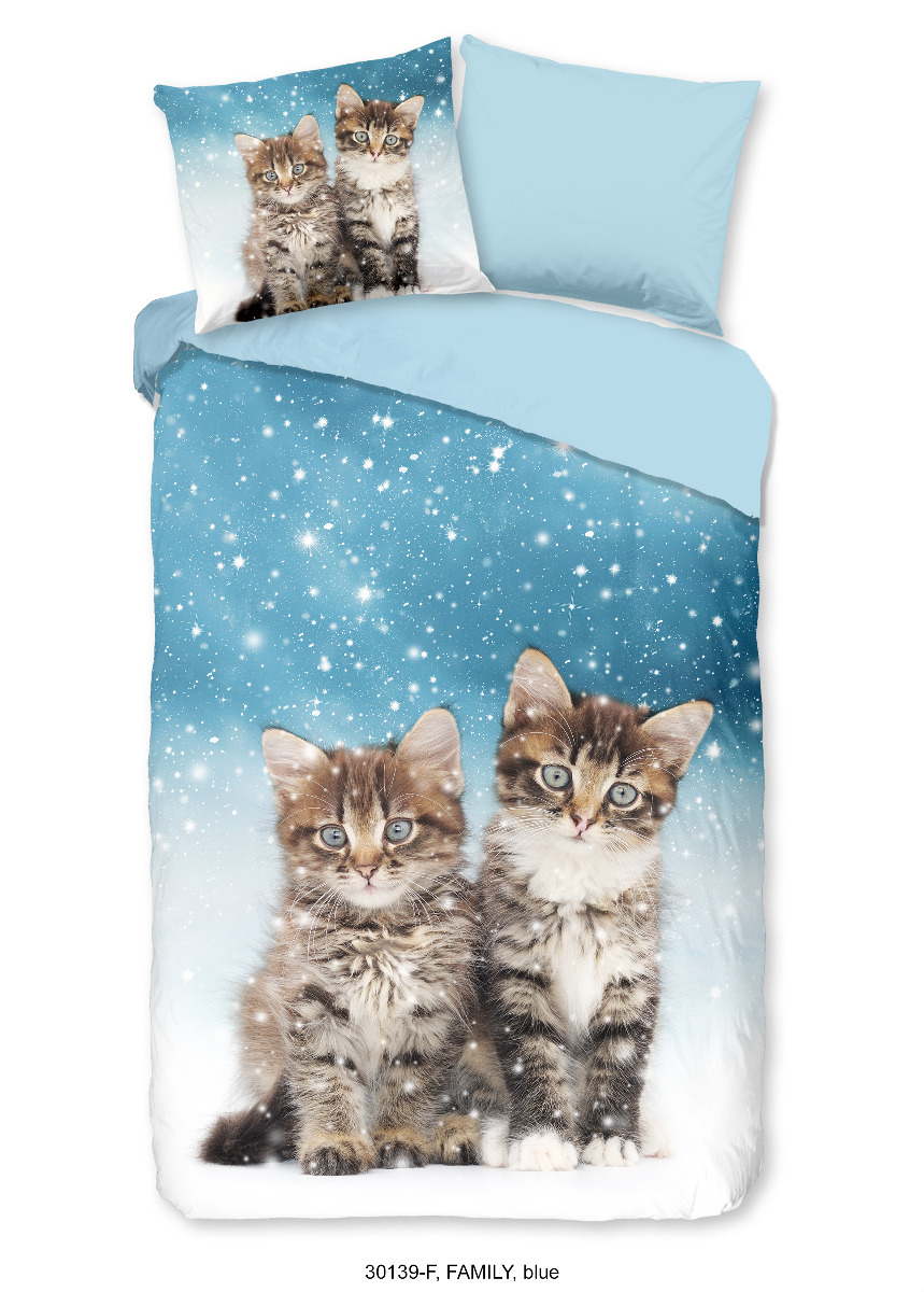 Good Morning Kinder Dekbedovertrek Katoen Flanel Family - blue 140x200/220cm