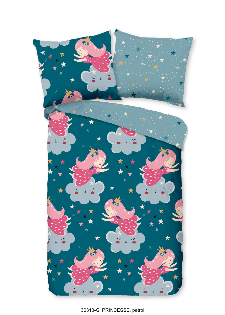 Good Morning Peuter Dekbedovertrek Katoen Renforcé Princesse - petrol 120x150cm