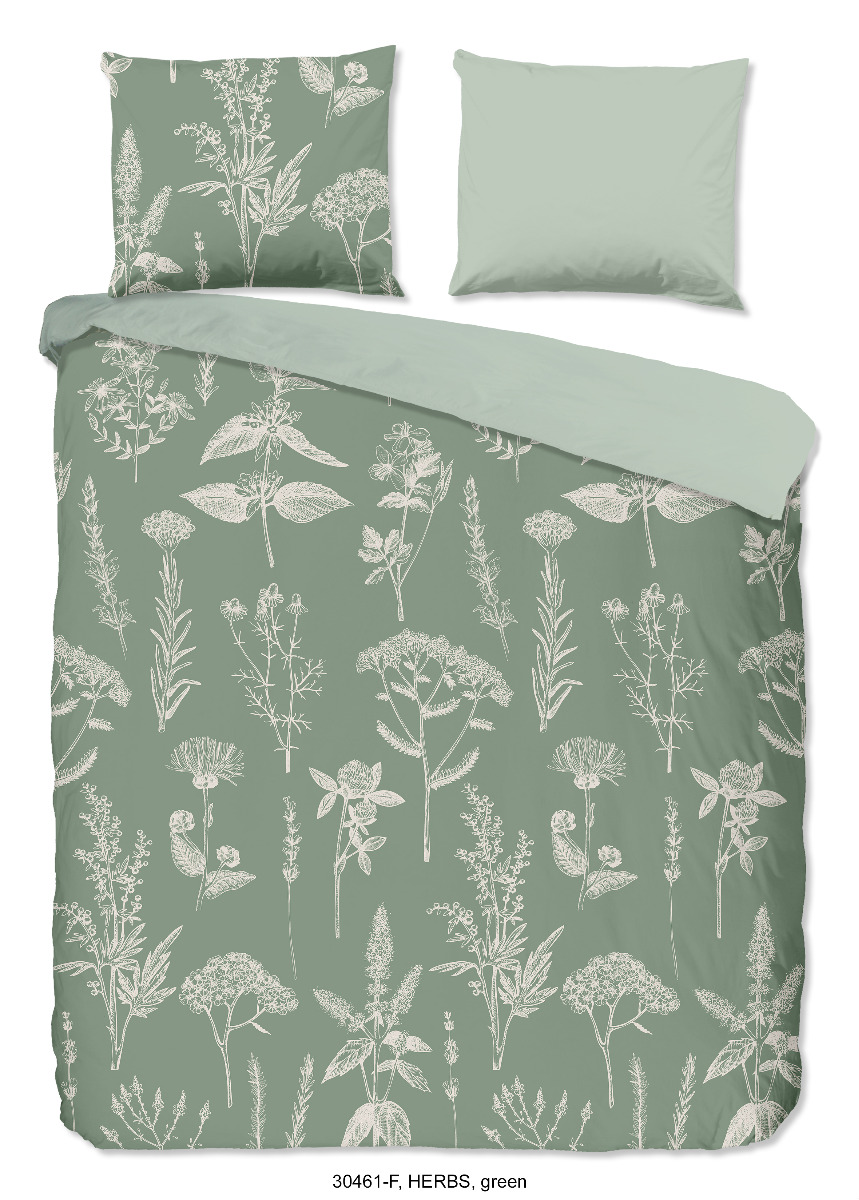 Good Morning Dekbedovertrek Flanel Herbs - green