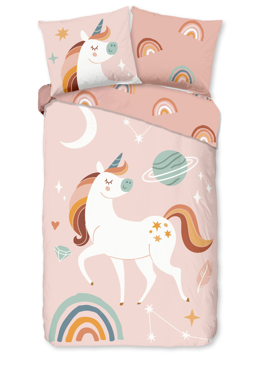 Good Morning Kinder Dekbedovertrek Katoen Flanel Unidance - pink 140x200/220cm