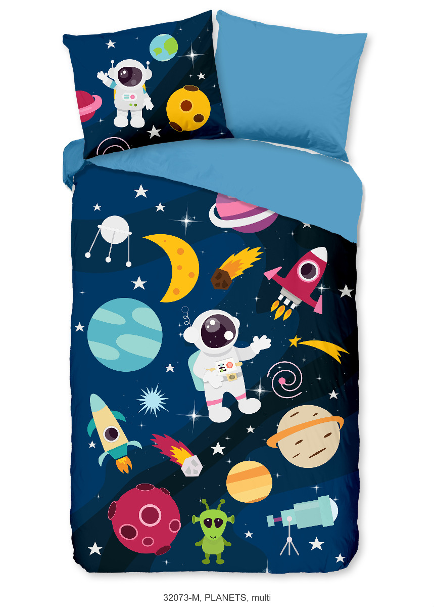 Pure Kinder Dekbedovertrek Microvezel Planets - multi 140x200/220cm