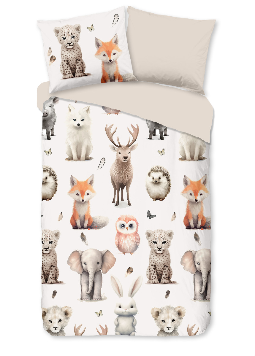 Good Morning Kinder Dekbedovertrek Katoen Flanel Sven - white 140x200/220cm