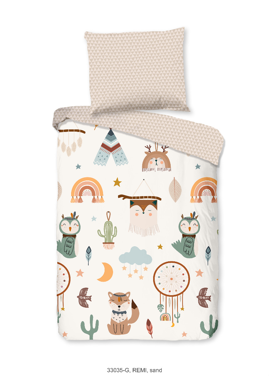 Good Morning Peuter Dekbedovertrek Katoen Renforcé Remi - sand 120x150cm