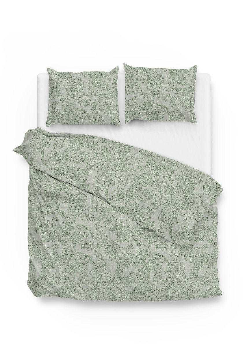 Zo Home Dekbedovertrek Katoen Paisley di Lino - moss green