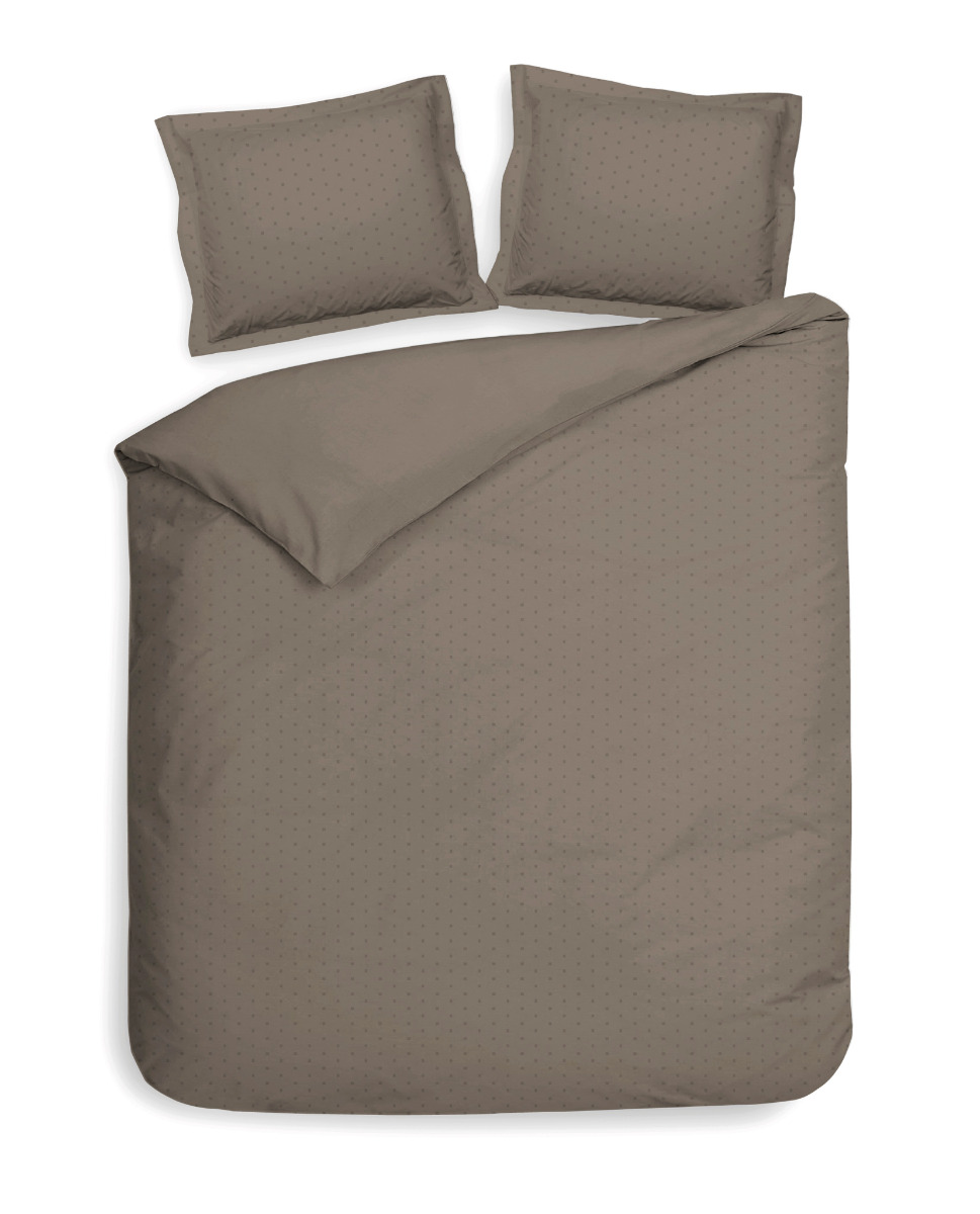 Heckett Lane Dekbedovertrek Katoen Satijn Punto - taupe grey