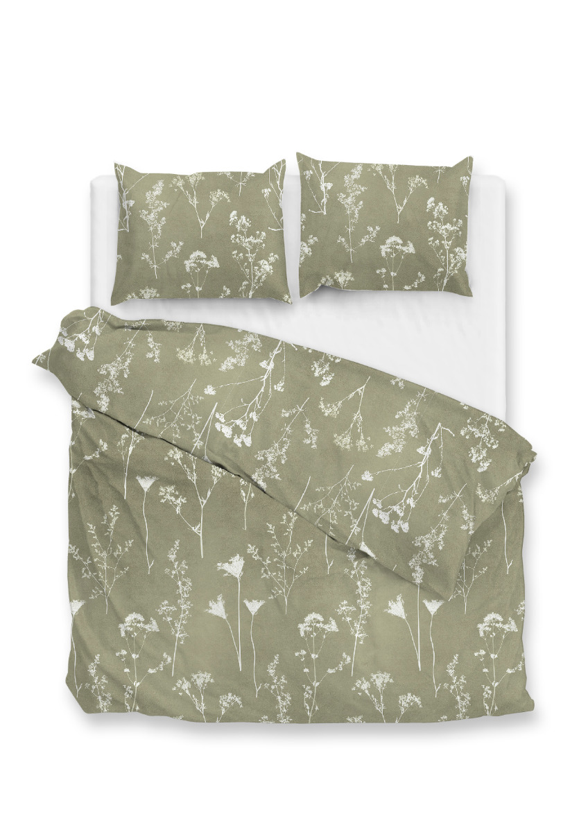 Zo Home Dekbedovertrek Flanel Yarrow - green