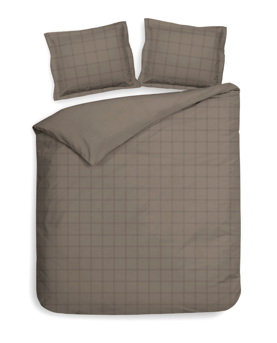 Heckett Lane Dekbedovertrek Katoen Satijn Diamant - taupe grey