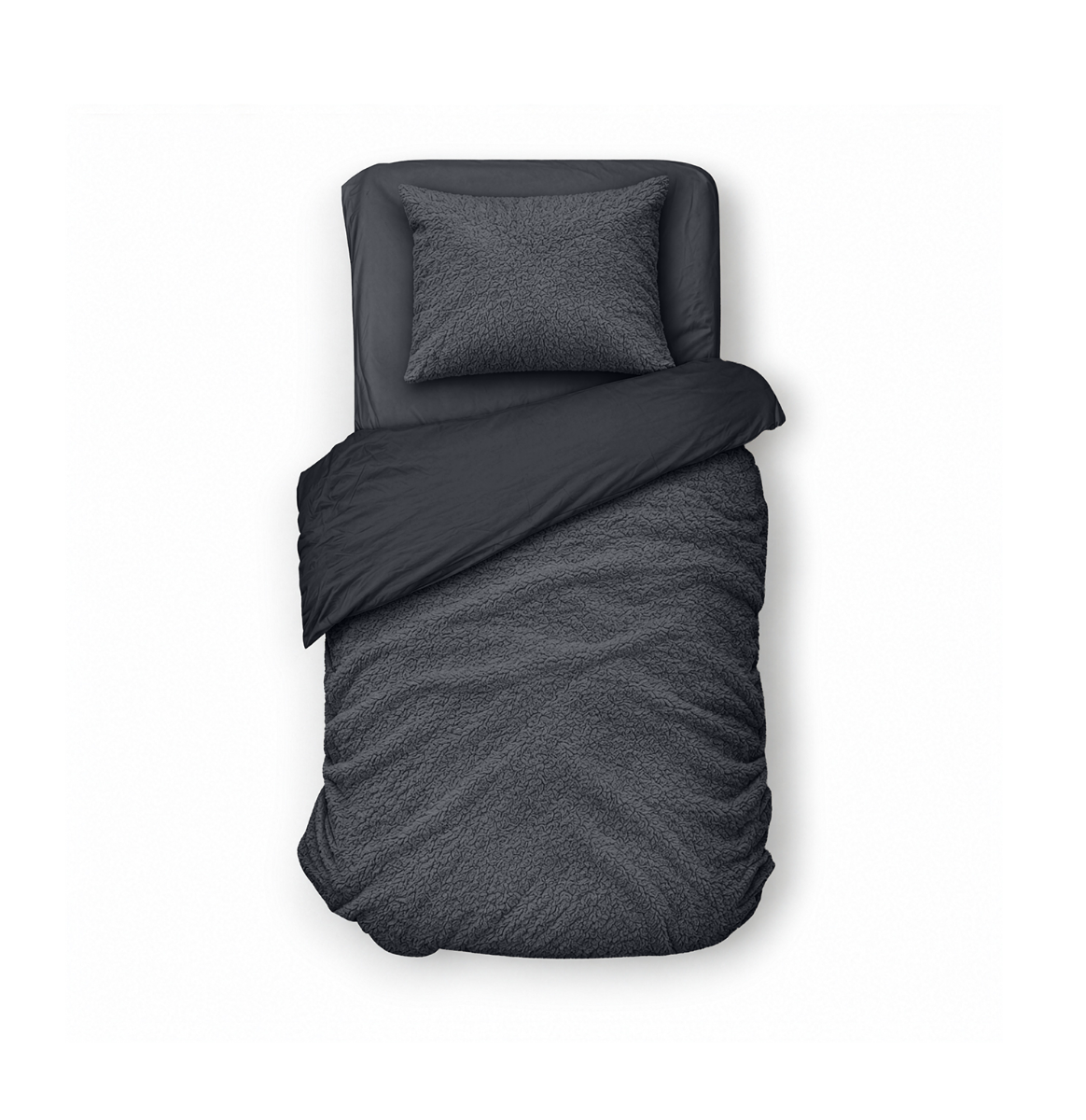Eleganzzz Dekbedovertrek Teddy Pluche - anthracite 140x200/220cm