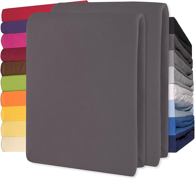 Lucina Hoeslaken Jersey Katoen Stretch 30cm Hoge Hoek Set van 2 - antraciet 90x200cm - 100x200cm