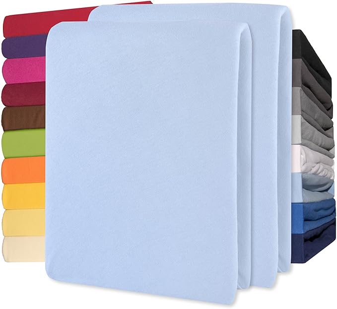 Lucina Hoeslaken Jersey Katoen Stretch 30cm Hoge Hoek Set van 2 - aqua 90x200cm - 100x200cm