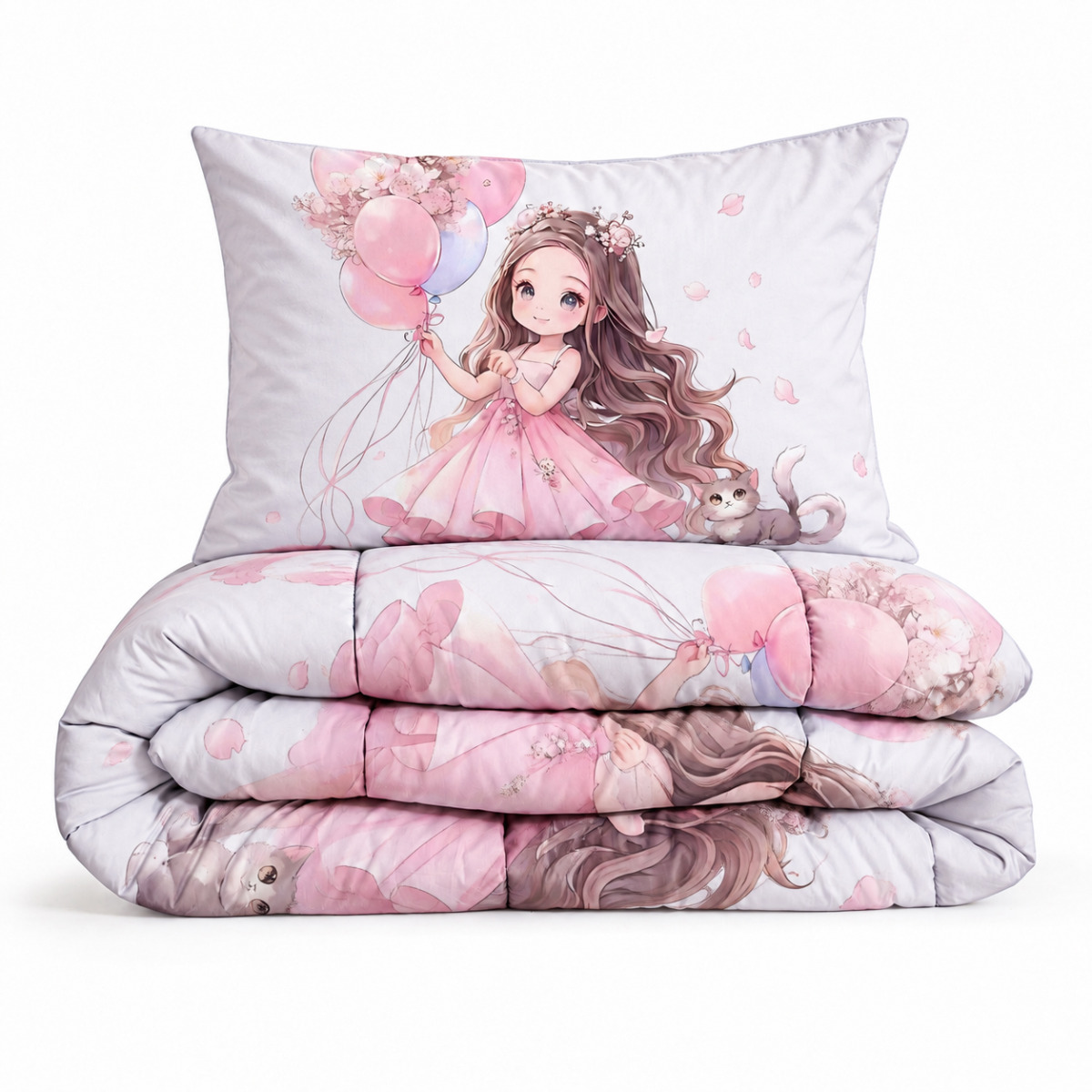 Eleganzzz Eazy Kinderdekbed Zonder Overtrek Inclusief Kussensloop Balloon Little Princess - multi 140x200cm
