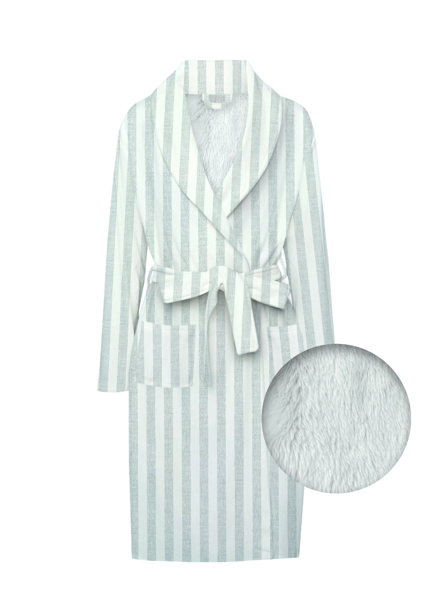 Zo Home Flanel Fleece Badjas Banda di Lino - dove grey