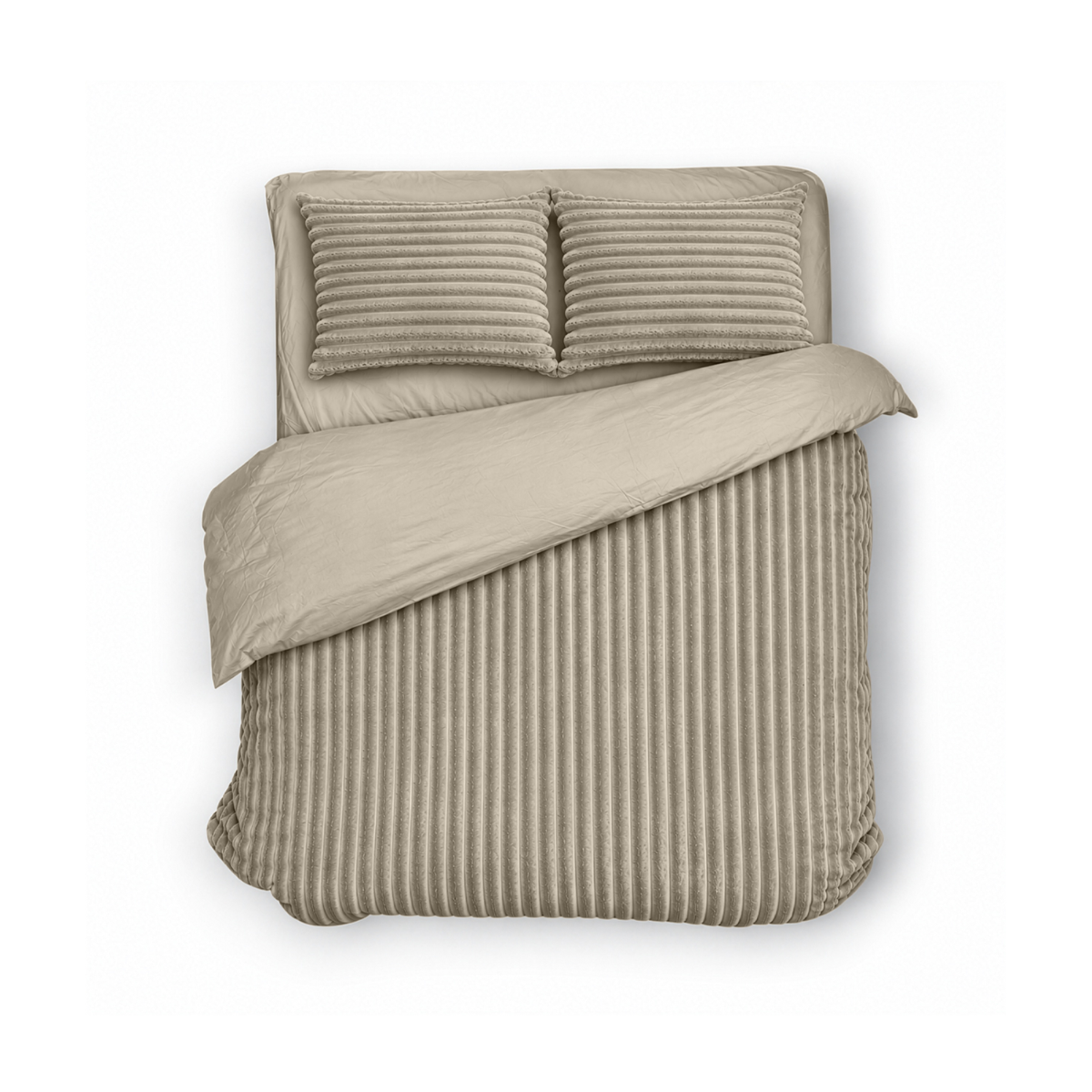 Eleganzzz Dekbedovertrek Teddy Rib Fleece - beige