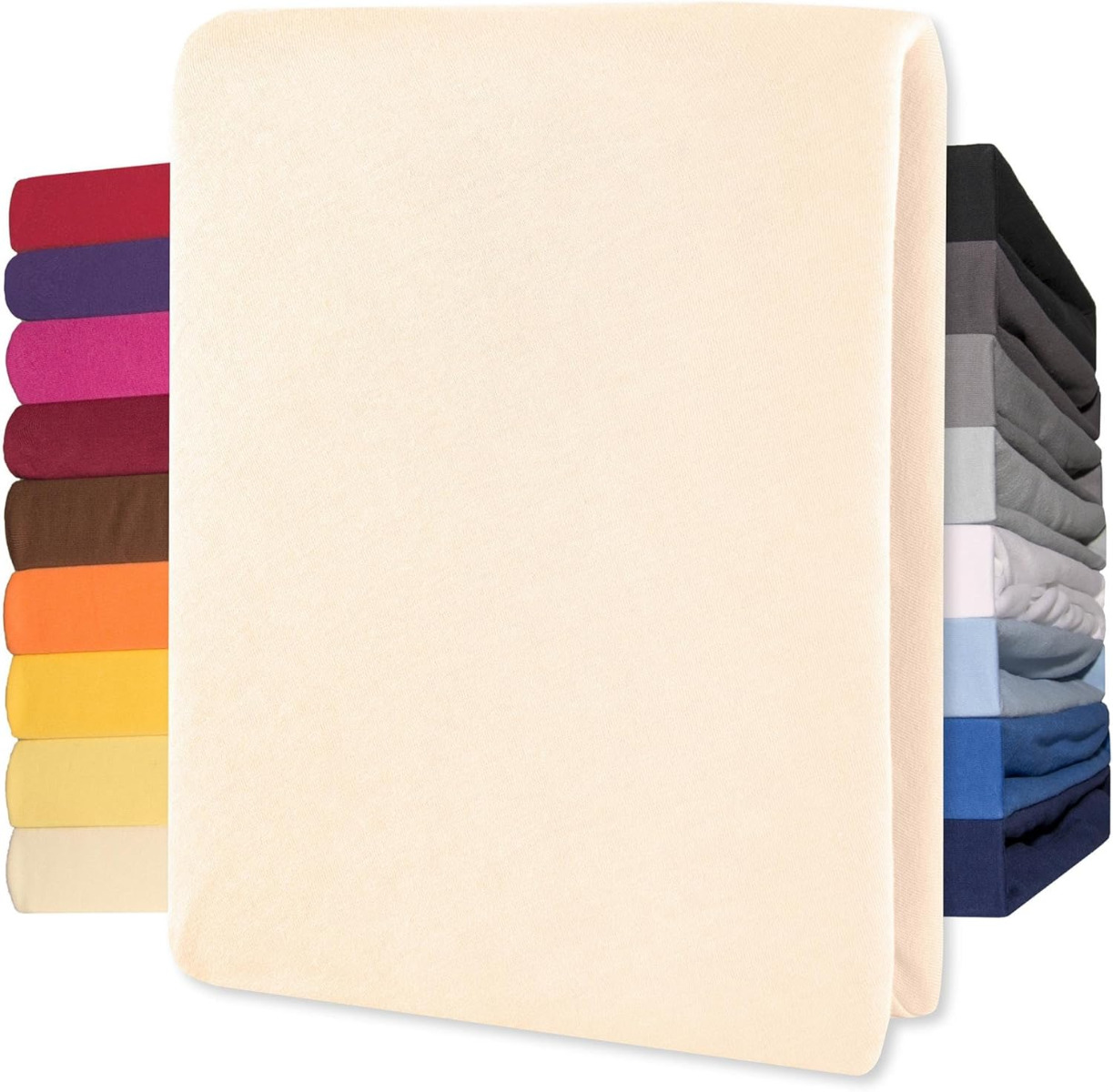 Lucina Topper Hoeslaken Jersey Katoen Stretch - beige