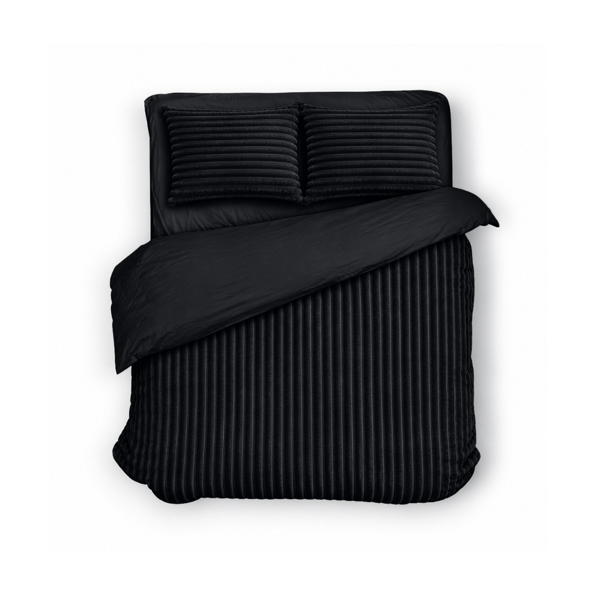 Eleganzzz Dekbedovertrek Teddy Rib Fleece - black