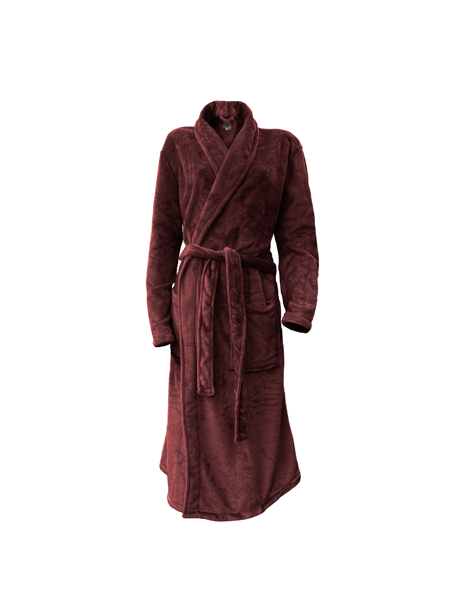 LINNICK Flanel Fleece Badjas Uni - bordeaux