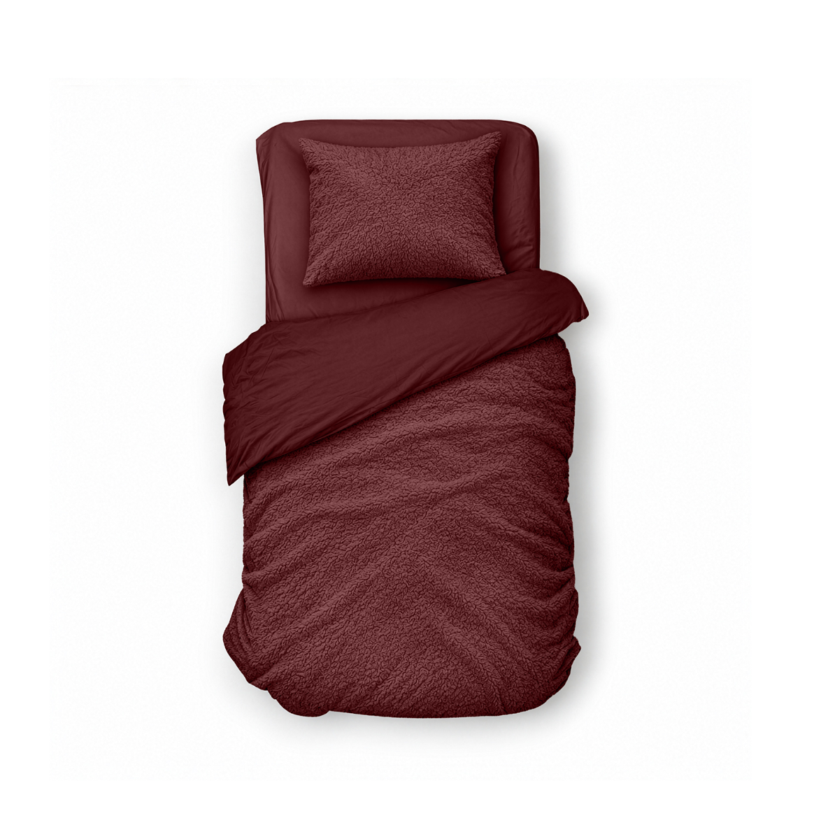 Eleganzzz Dekbedovertrek Teddy Pluche - bordeaux 140x200/220cm