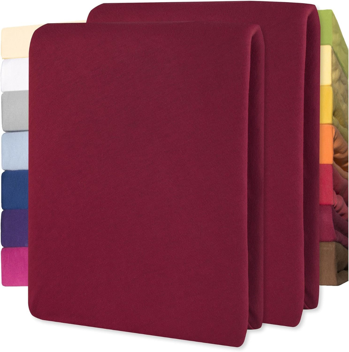 Lucina Hoeslaken Jersey Katoen Stretch 30cm Hoge Hoek Set van 2 - bordeaux 90x200cm - 100x200cm