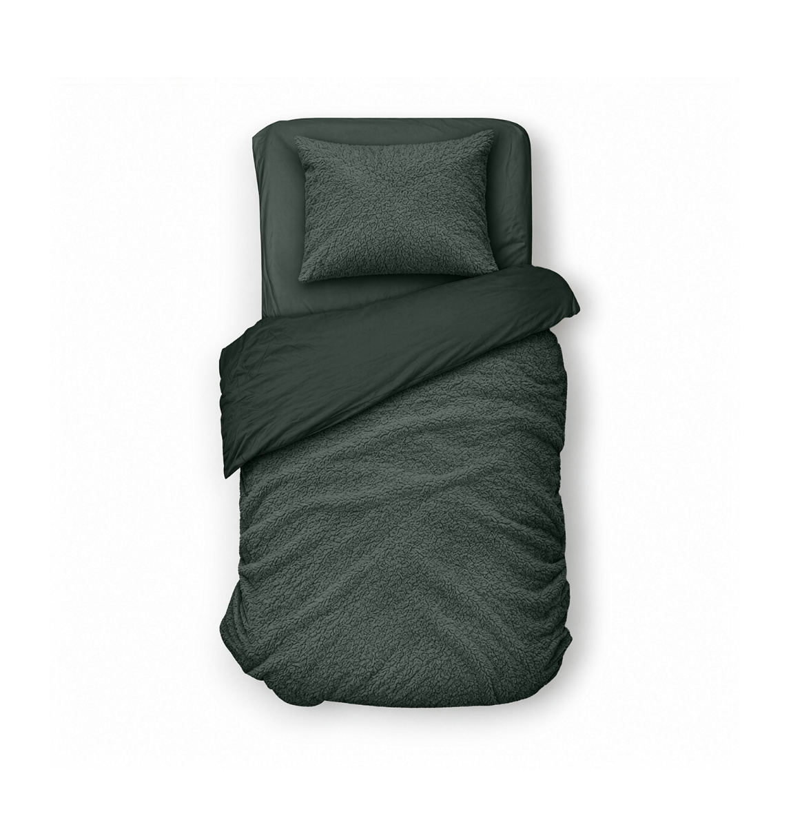 Eleganzzz Dekbedovertrek Teddy Pluche - bottle green 140x200/220cm