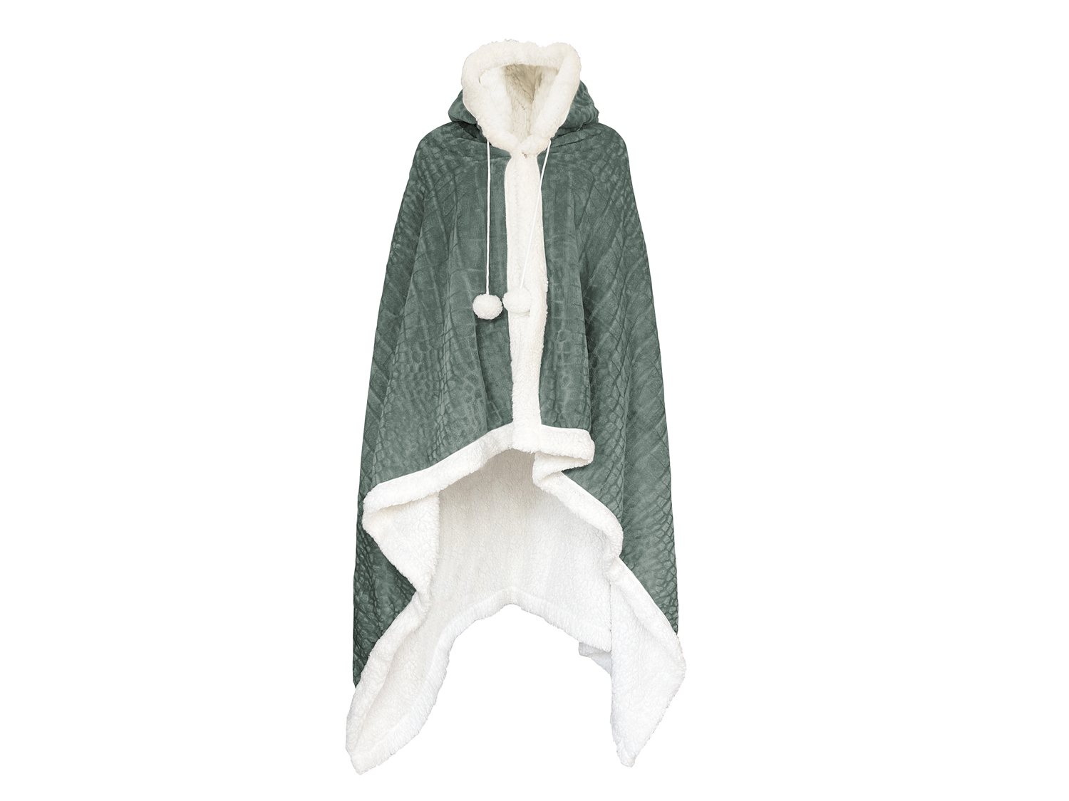 LINNICK Hoodie Flanel Fleece Deken Met Capuchon Croco - olijf groen - 130x180cm