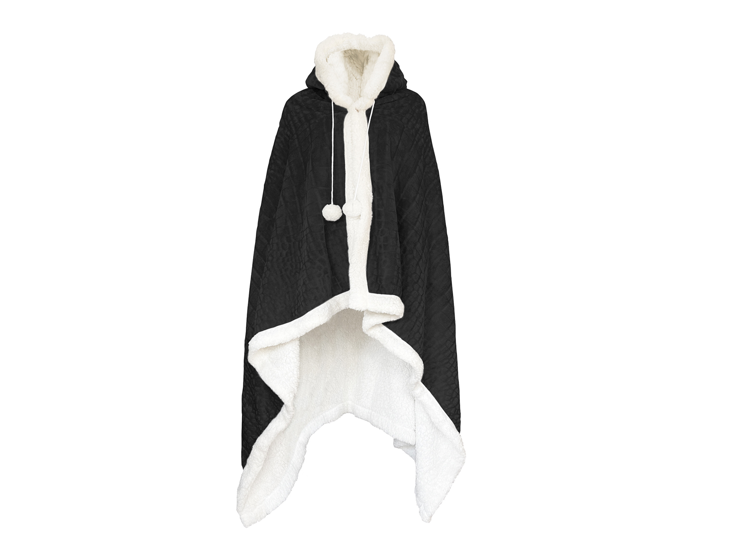 LINNICK Hoodie Flanel Fleece Deken Met Capuchon Croco - zwart - 130x180cm