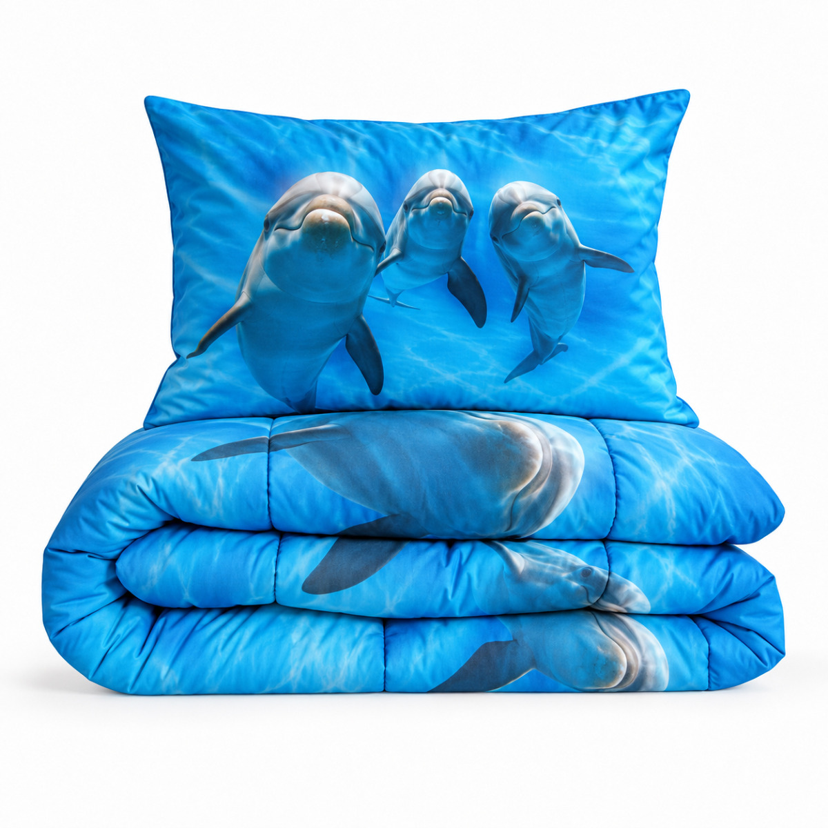 Eleganzzz Eazy Kinderdekbed Zonder Overtrek Inclusief Kussensloop Cute Ocean - blue 140x200cm