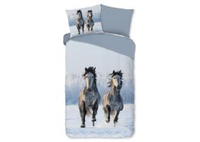 Good Morning Kinder Dekbedovertrek Katoen Flanel Snowhorse - multi 140x200/220cm
