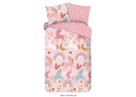 Good Morning Kinder Dekbedovertrek Katoen Flanel Unicorn - pink 140x200/220cm