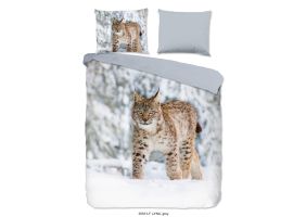 Good Morning Dekbedovertrek Flanel Lynx - grey 200x200/220cm