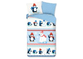 Good Morning Kinder Dekbedovertrek Flanel Penguins - multi 140x200/220cm