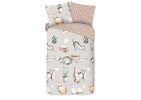 Good Morning Kinder Dekbedovertrek Katoen Renforcé Catlife - grey 140x200/220cm