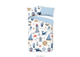 Good Morning Kinder Dekbedovertrek Katoen Renforcé Ahoy - blue 140x200/220cm