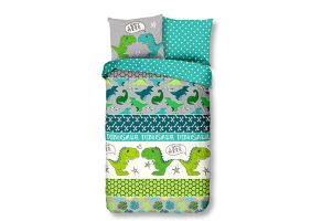 Good Morning Kinder Dekbedovertrek Katoen Dinosaur - green 140x200/220cm