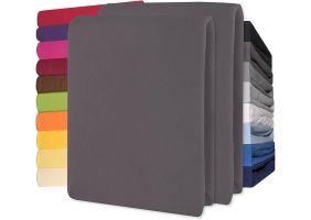 Lucina Hoeslaken Jersey Katoen Stretch 30cm Hoge Hoek Set van 2 - antraciet 90x200cm - 100x200cm