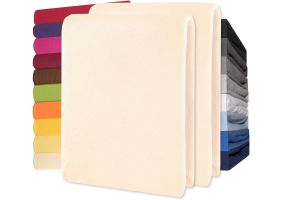 Lucina Hoeslaken Jersey Katoen Stretch 30cm Hoge Hoek Set van 2 - beige 90x200cm - 100x200cm