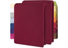 Lucina Hoeslaken Jersey Katoen Stretch 30cm Hoge Hoek Set van 2 - bordeaux 90x200cm - 100x200cm