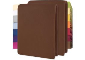 Lucina Hoeslaken Jersey Katoen Stretch 30cm Hoge Hoek Set van 2 - bruin 90x200cm - 100x200cm