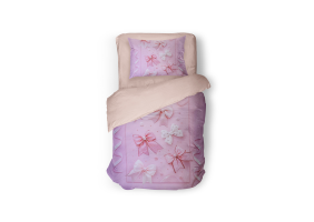Eleganzzz Kinder Dekbedovertrek Micropercal Butterfly Tie - pink 140x200/220cm