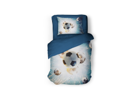 Eleganzzz Kinder Dekbedovertrek Micropercal Champions Dream - blue 140x200/220cm