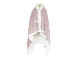 LINNICK Hoodie Flanel Fleece Deken Met Capuchon Croco - licht roze - 130x180cm