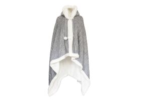 LINNICK Hoodie Flanel Fleece Deken Met Capuchon Croco - zilver - 130x180cm