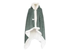 LINNICK Hoodie Flanel Fleece Deken Met Capuchon Croco - olijf groen - 130x180cm