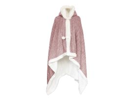 LINNICK Hoodie Flanel Fleece Deken Met Capuchon Croco - roze - 130x180cm