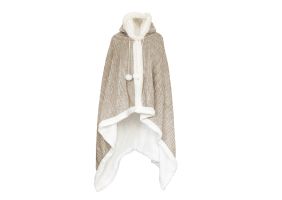 LINNICK Hoodie Flanel Fleece Deken Met Capuchon Croco - zand - 130x180cm