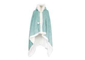 LINNICK Hoodie Flanel Fleece Deken Met Capuchon Croco - mint groen - 130x180cm