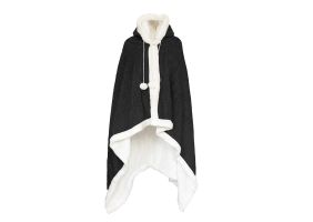 LINNICK Hoodie Flanel Fleece Deken Met Capuchon Croco - zwart - 130x180cm